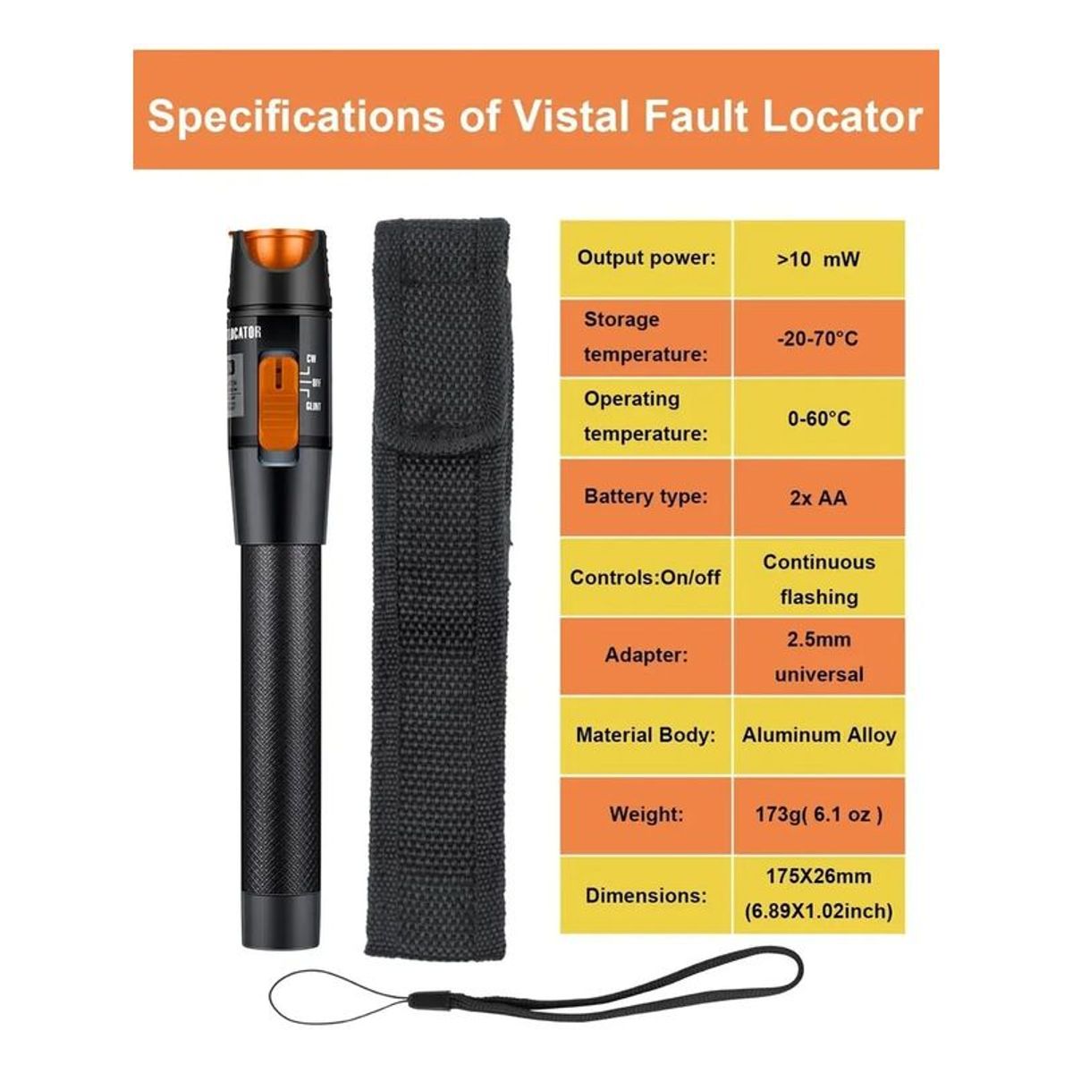 GENERICO - Localizador Visual De Fallas De Fibra Óptica 10mw vfl