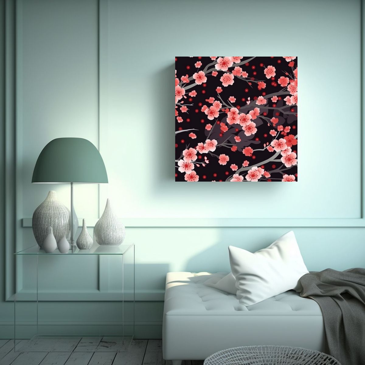 GENERICO - Sakura Majestuosa Arte De Pared Diseño Floral 80x80 Cm.
