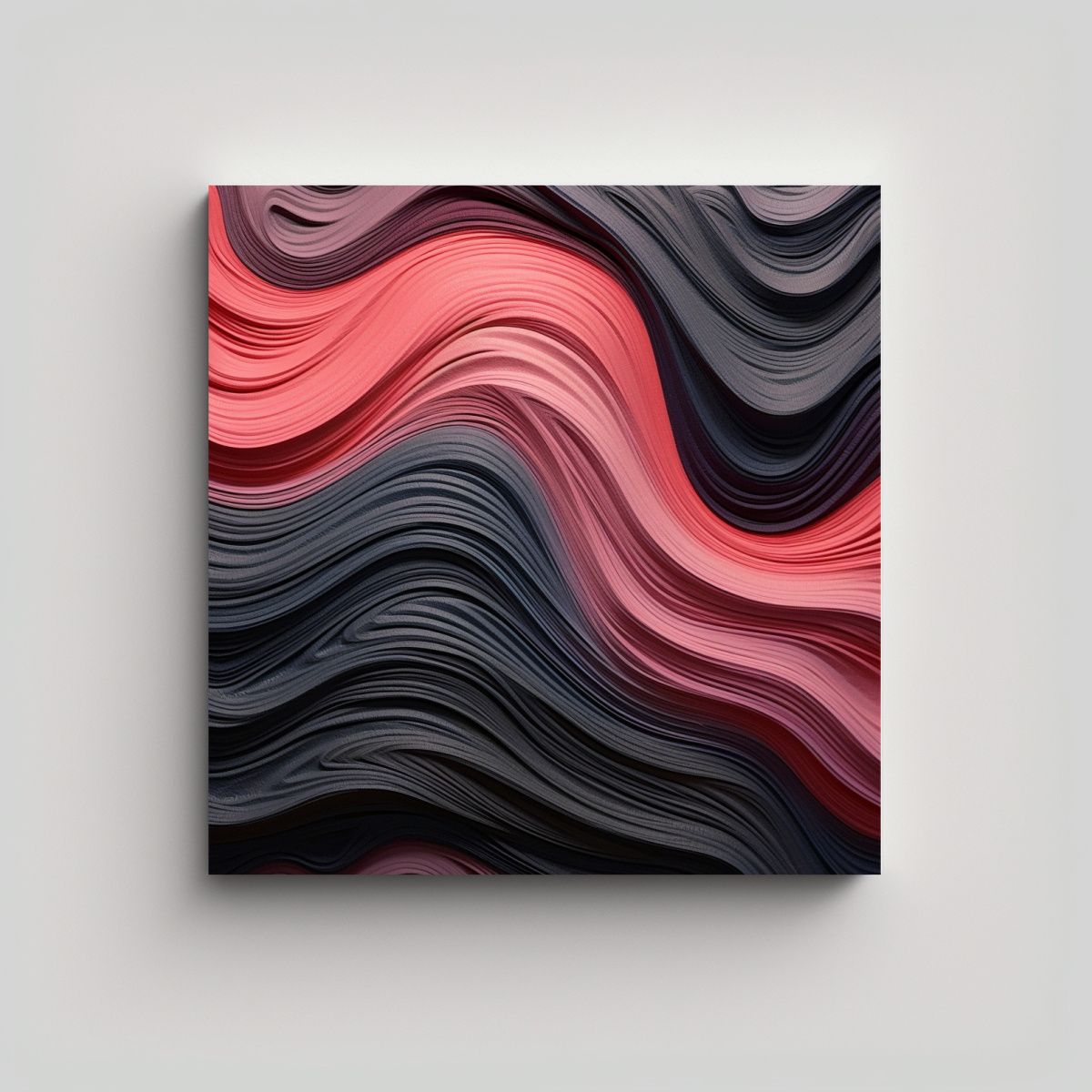 GENERICO - Pintura Abstracta Líneas Finas Rosas Sobre Fondo 90x90 Cm