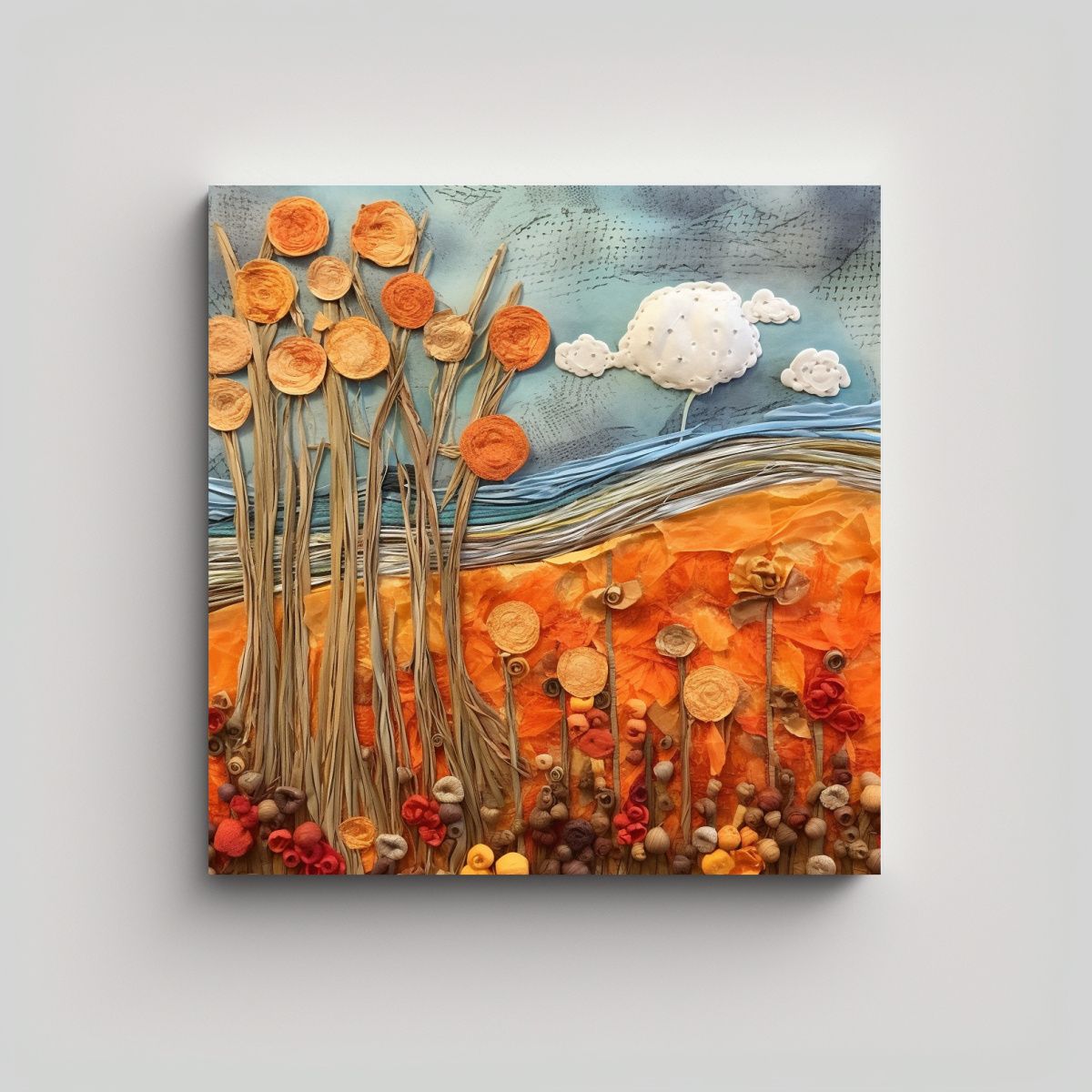 GENERICO - Cuadro Otoñal En Bastidor Inspiración En Tonos 80x80 Cm