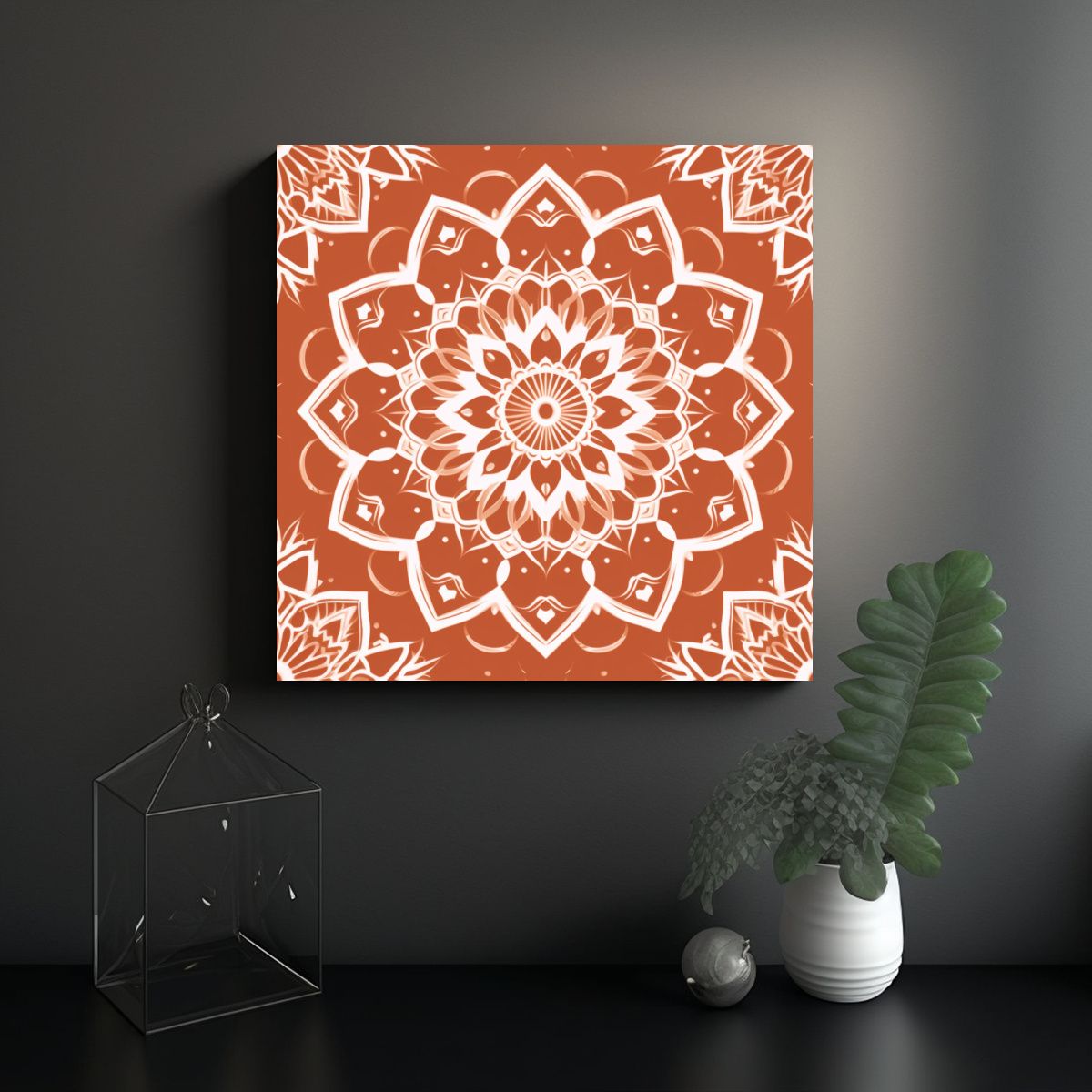 GENERICO - Cuadro Decorativo Minimalista Boho Con Mandala En 80x80 Cm
