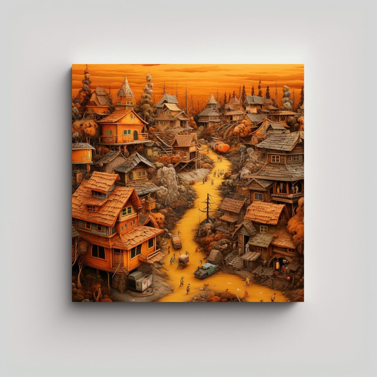 GENERICO - Cuadro Rural Estilo Hipster Pueblo Sucio 80x80 Cm