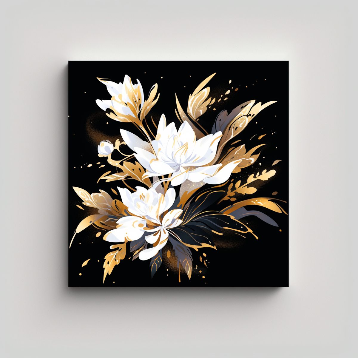 GENERICO - Pintura Moderna De Tonalidades Blancas Y Doradas 80x80 Cm