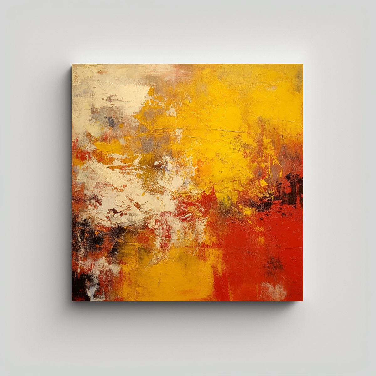 GENERICO - Pintura Abstracta Moderna En Tonos Amarillo Y 80x80 Cm