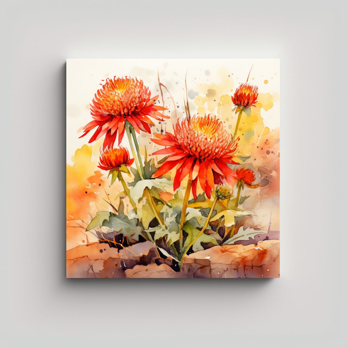 GENERICO - Pintura Abstracta De Flores De Alcachofa De 70x70 Cm