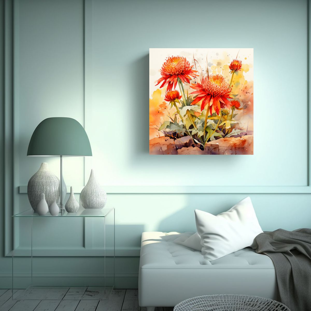 GENERICO - Pintura Abstracta De Flores De Alcachofa De 70x70 Cm