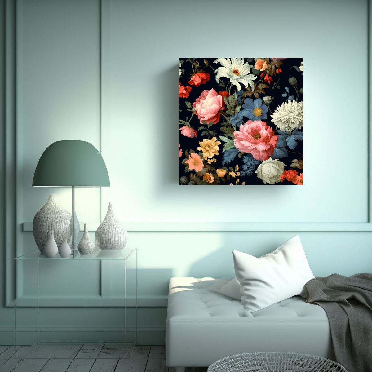 GENERICO - Diseña Patrones De Papel Tapiz Floral En Lienzo 90x90 Cm