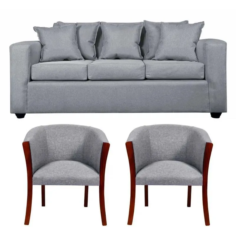 GENERICO - Living Sofa + 2 Sitiales Color Gris Claro Sitial