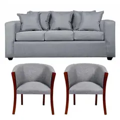 GENERICO - Living Sofa + 2 Sitiales Color Gris Claro Sitial