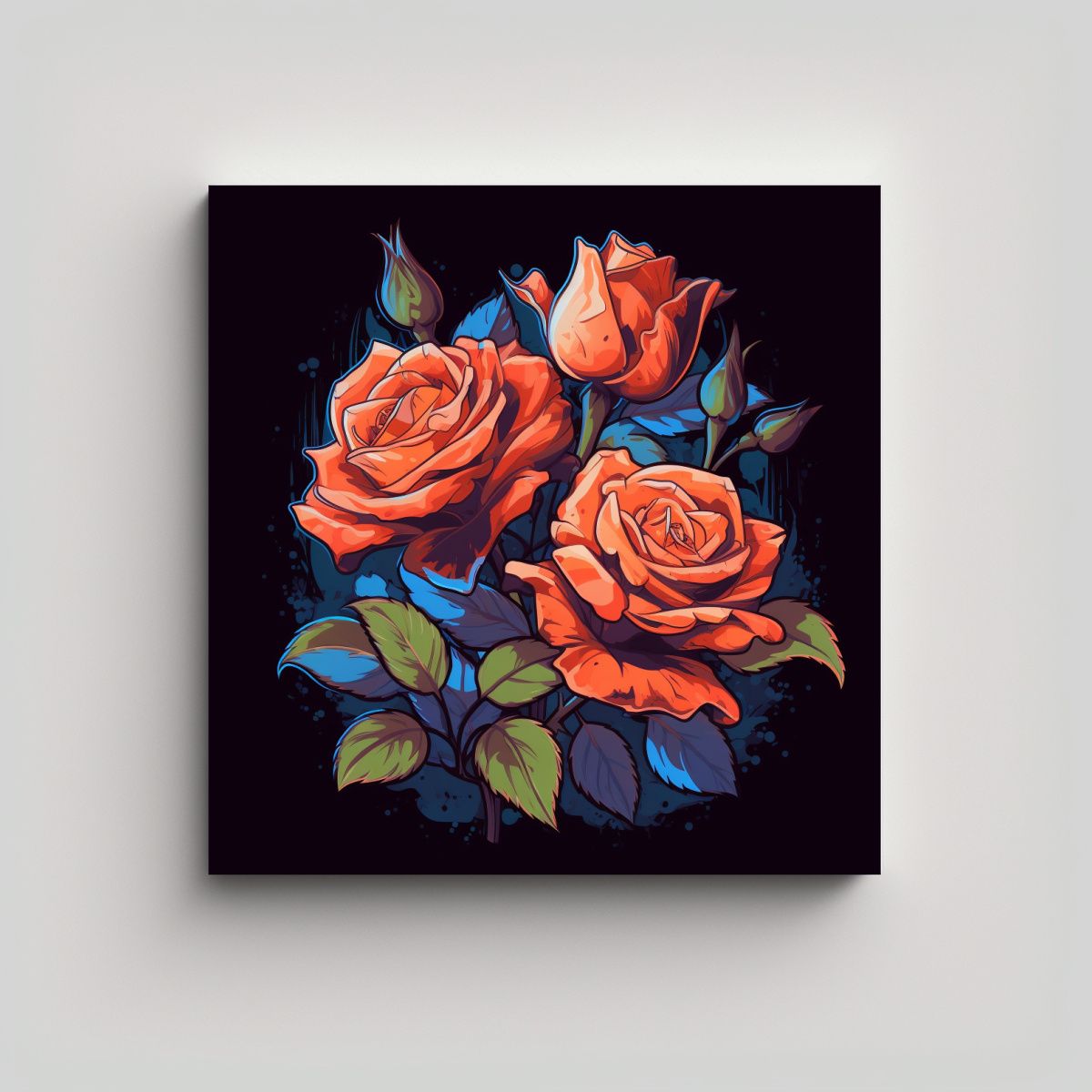 GENERICO - Ilustración Vibrante De Rosa En Arte 80x80 Cm