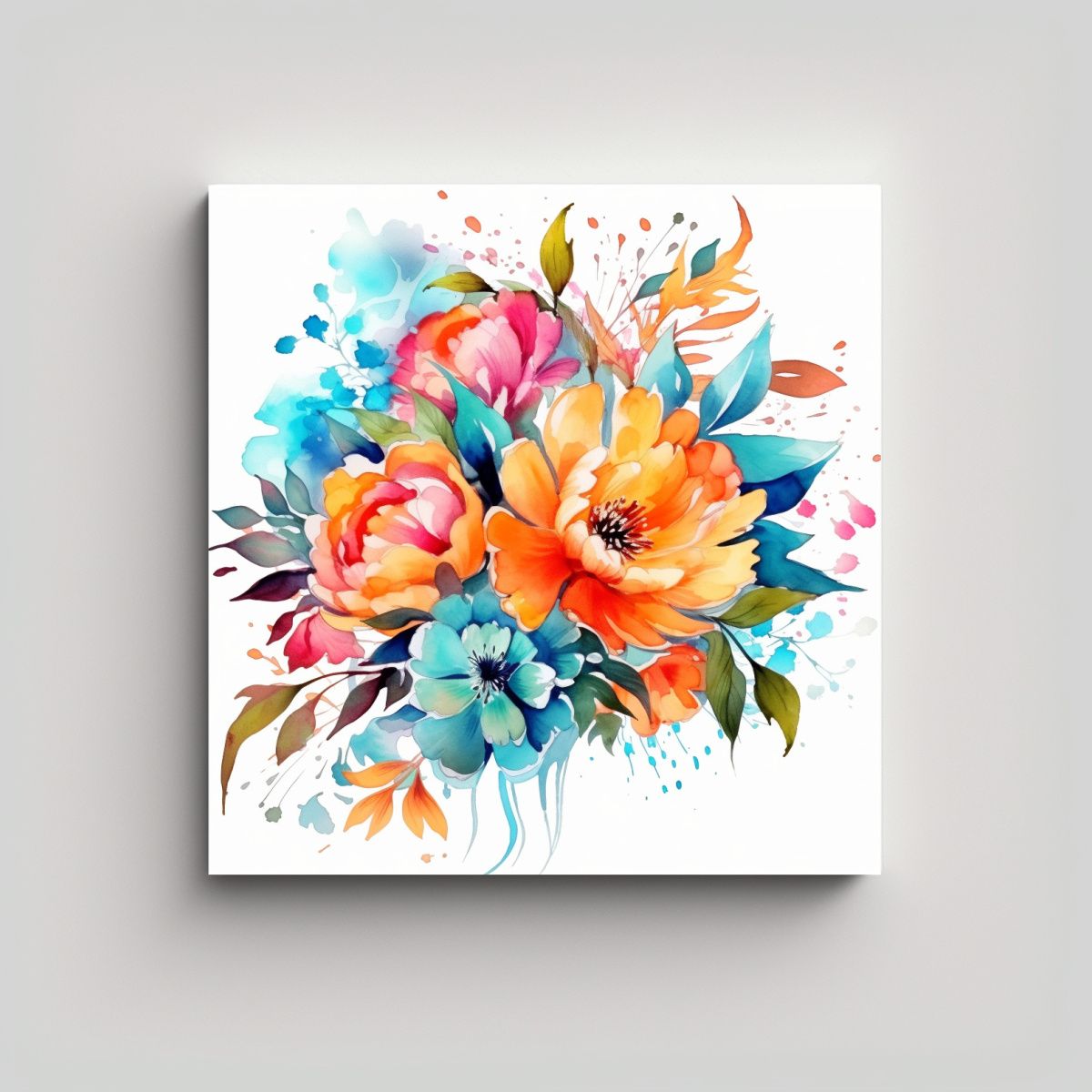 GENERICO - Diseño Urbano Y Floral Vibrante En Lienzo De 90x90 Cm