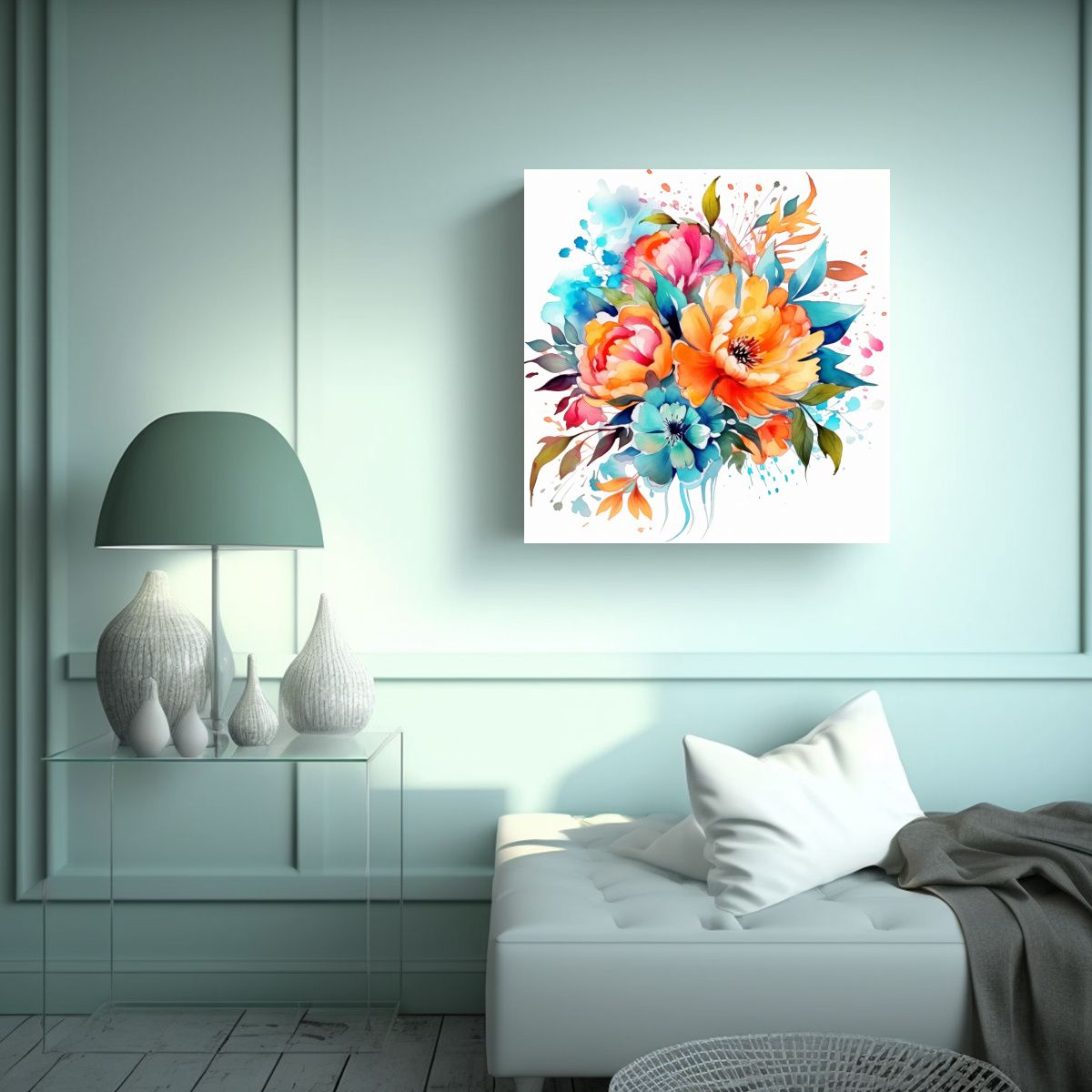 GENERICO - Diseño Urbano Y Floral Vibrante En Lienzo De 90x90 Cm