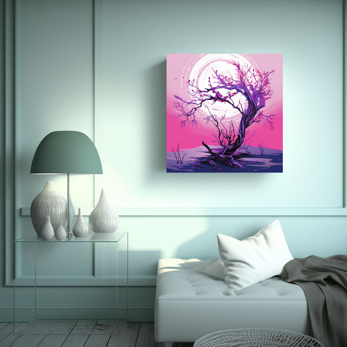 GENERICO - Pintura De Lienzo Hermoso Con Árbol De Ocotillo 80x80 Cm.