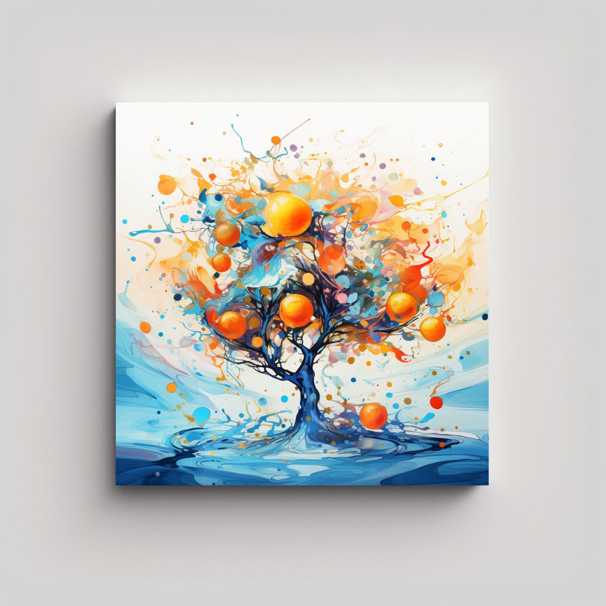 GENERICO - Pintura Abstracta De árbol Frutal Con Colores 90x90 Cm