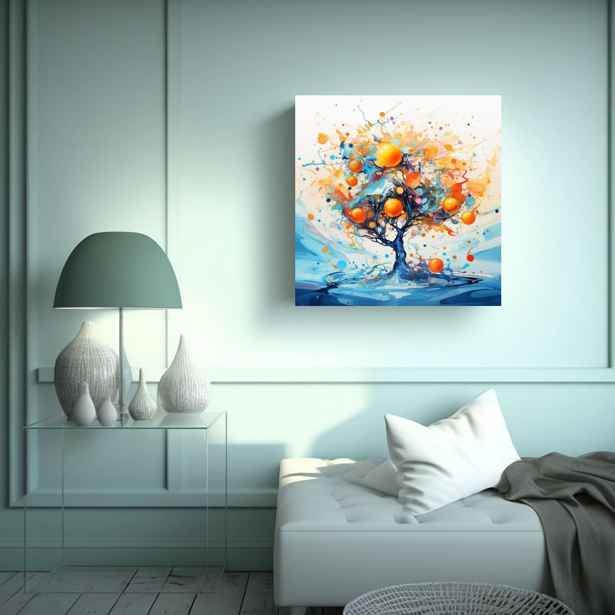 GENERICO - Pintura Abstracta De árbol Frutal Con Colores 90x90 Cm