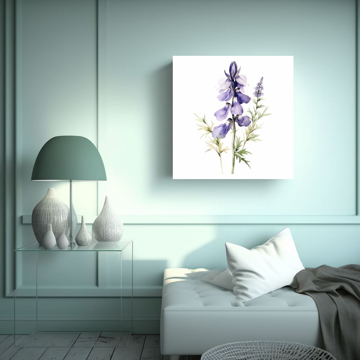 GENERICO - Cuadro Conceptual De Poder Con Flor De Monkshood 80x80 Cm