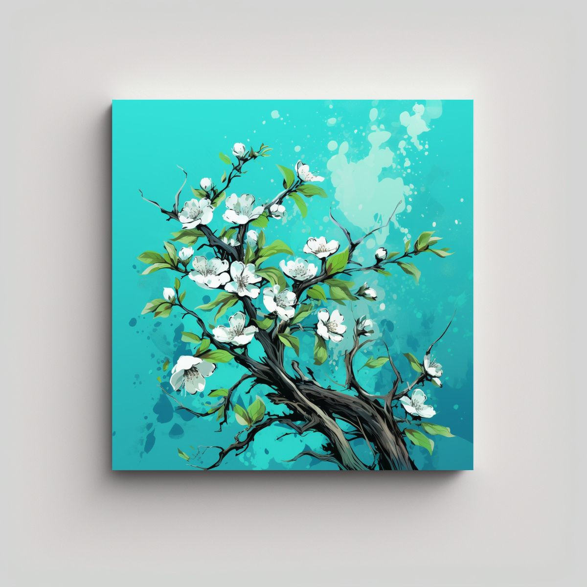 GENERICO - Lienzo De Tela Para Sala Con árbol De Manzana En 70x70 Cm.