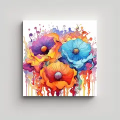 GENERICO - Armonía De Colores En Lienzo Abstracto De Flores 70x70 Cm