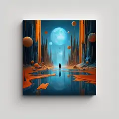 GENERICO - Cuadros Decorativos Temática Espejo Naranja Y 70x70 Cm