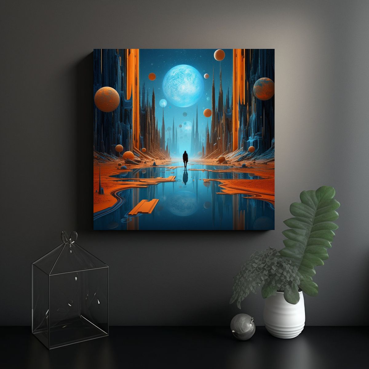 GENERICO - Cuadros Decorativos Temática Espejo Naranja Y 70x70 Cm