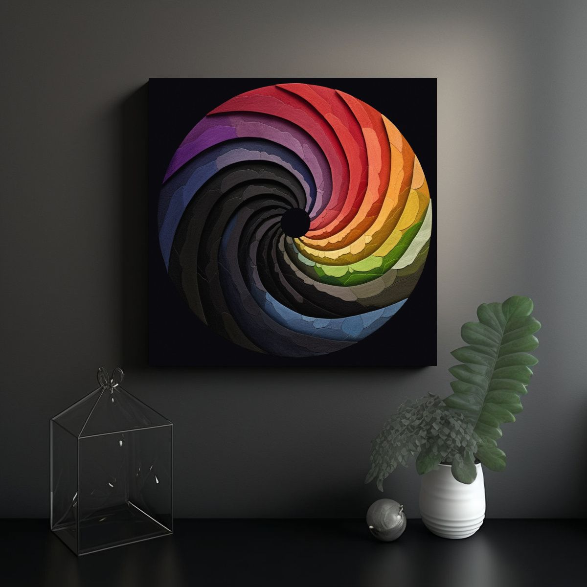 GENERICO - Cuadro Vanguardia Clásico Espiral De Siete 90x90 Cm
