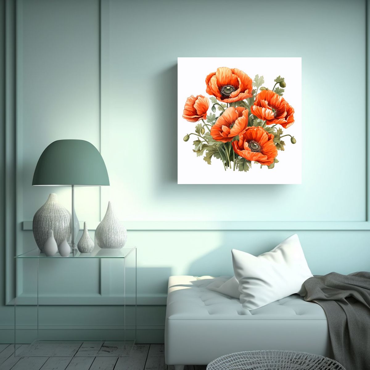 GENERICO - Cuadro Hermoso De Amapolas Naranjas HD Para 90x90 Cm