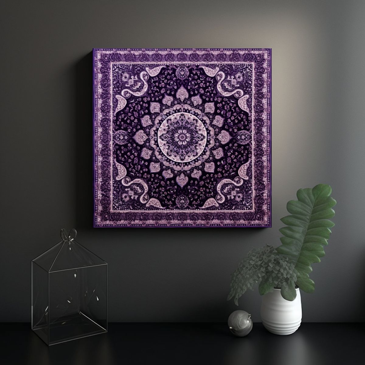 GENERICO - Lienzo De Tela Calidos Con Diseño Oriental En 80x80 Cm