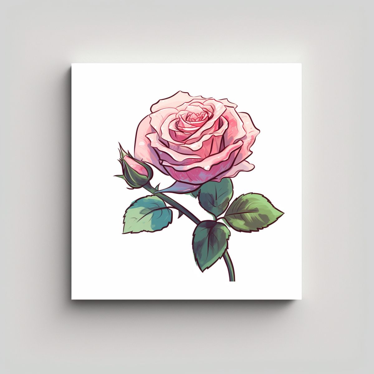 GENERICO - Cuadro Creativo Mágico De Rosa Rosa Con Recursos 90x90 Cm