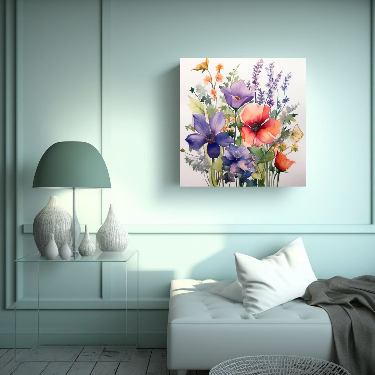 GENERICO - Expresión Full Color En Lienzo Con Flores Y 80x80 Cm