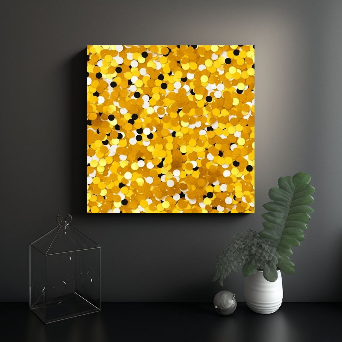 GENERICO - Cuadro Decorativo Con Confeti Amarillo Brillante 70x70 Cm