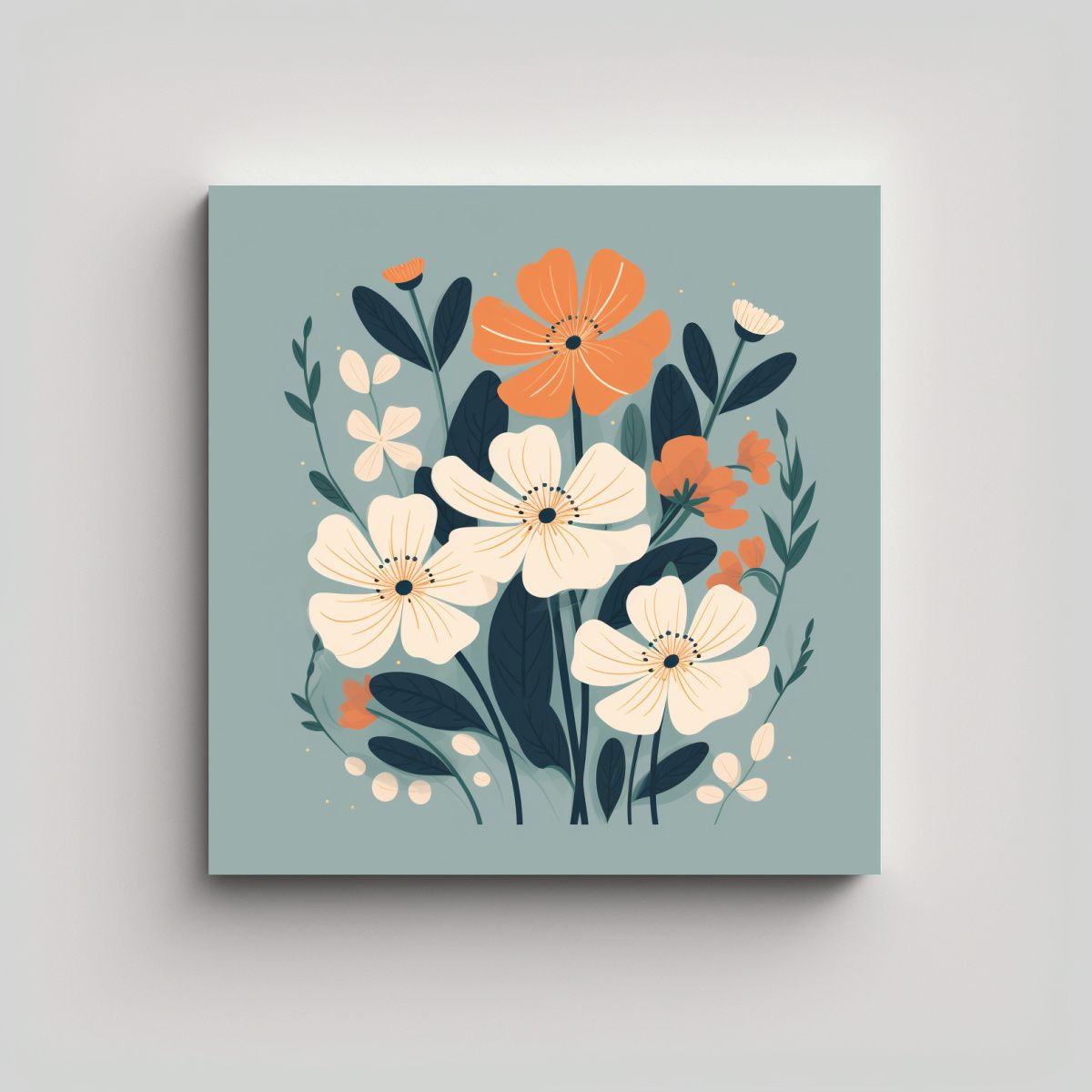 GENERICO - Ilustración Linda De Flores En Cuadro Decorativo 80x80 Cm.