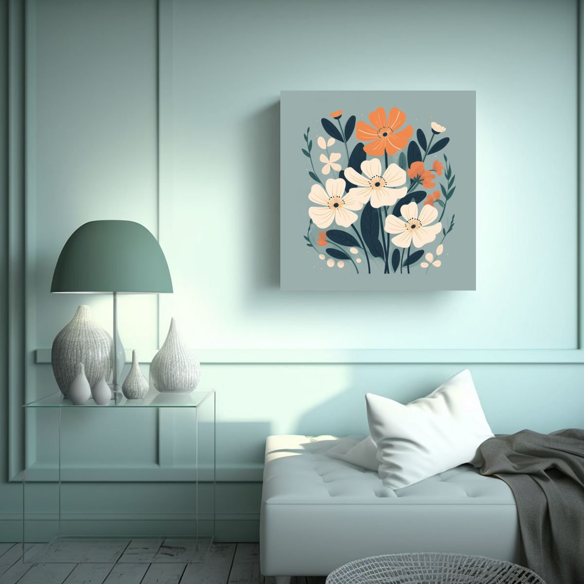 GENERICO - Ilustración Linda De Flores En Cuadro Decorativo 80x80 Cm.