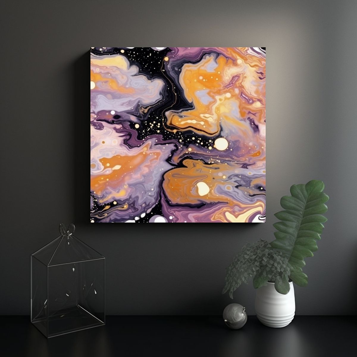 GENERICO - Pintura Lienzo Equilibrada Galaxia Etérea Fluida 80x80 Cm