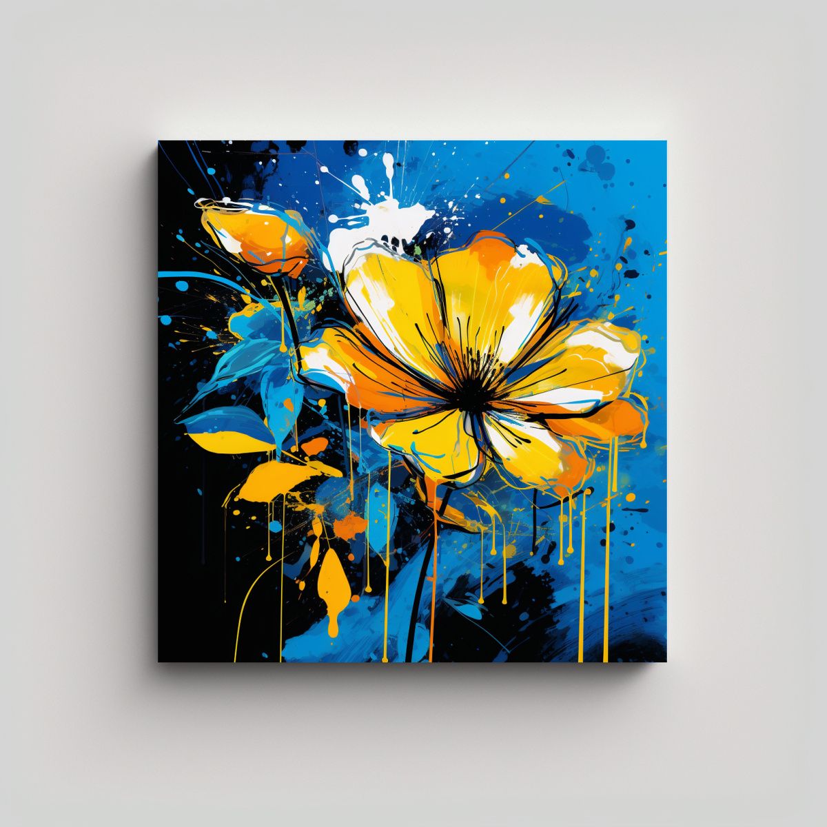 GENERICO - Pintura Decorativa De Pared Amarilla Y Azul 90x90 Cm