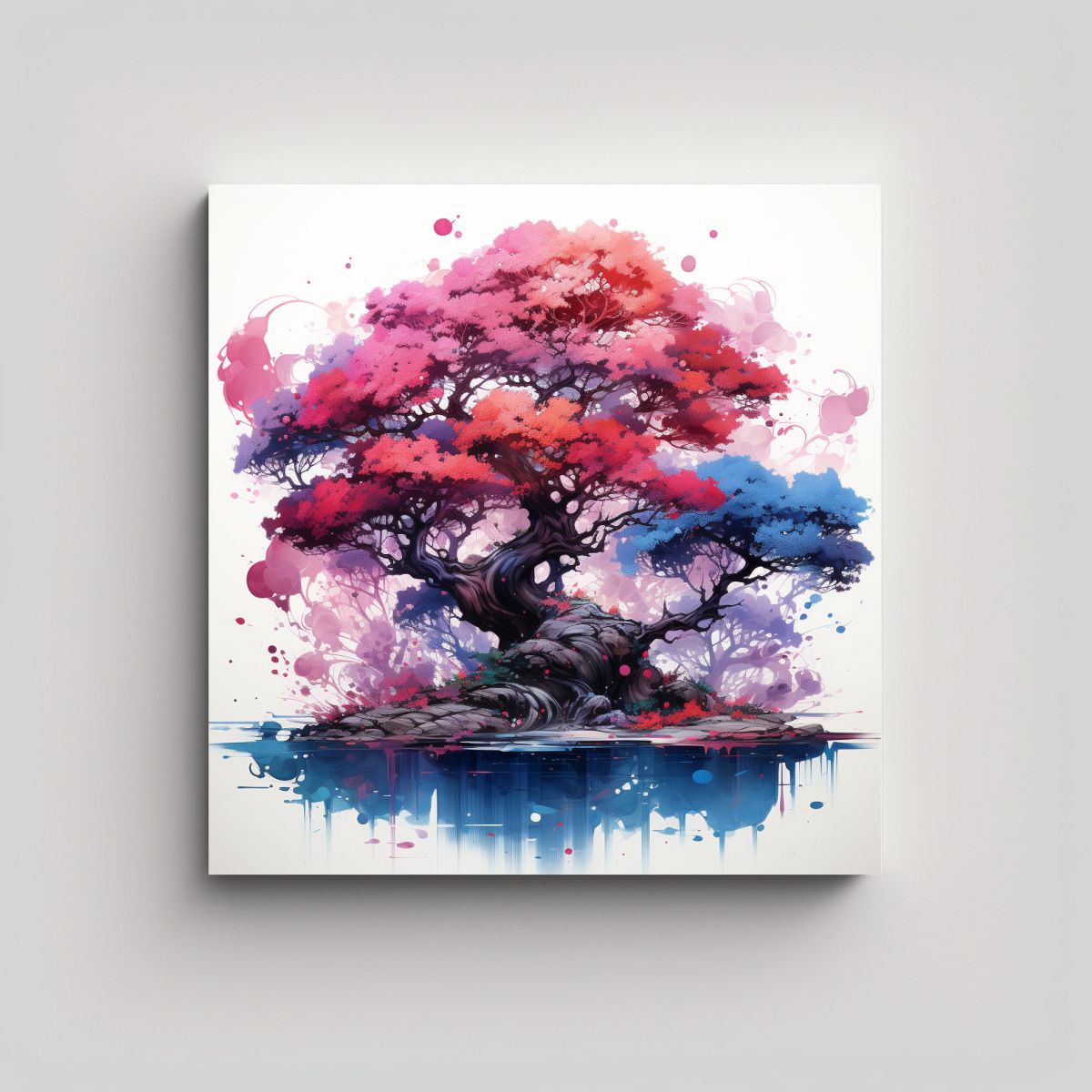 GENERICO - Cuadro Abstracto Equilibrio Visual Árbol Bonsái 70x70 Cm