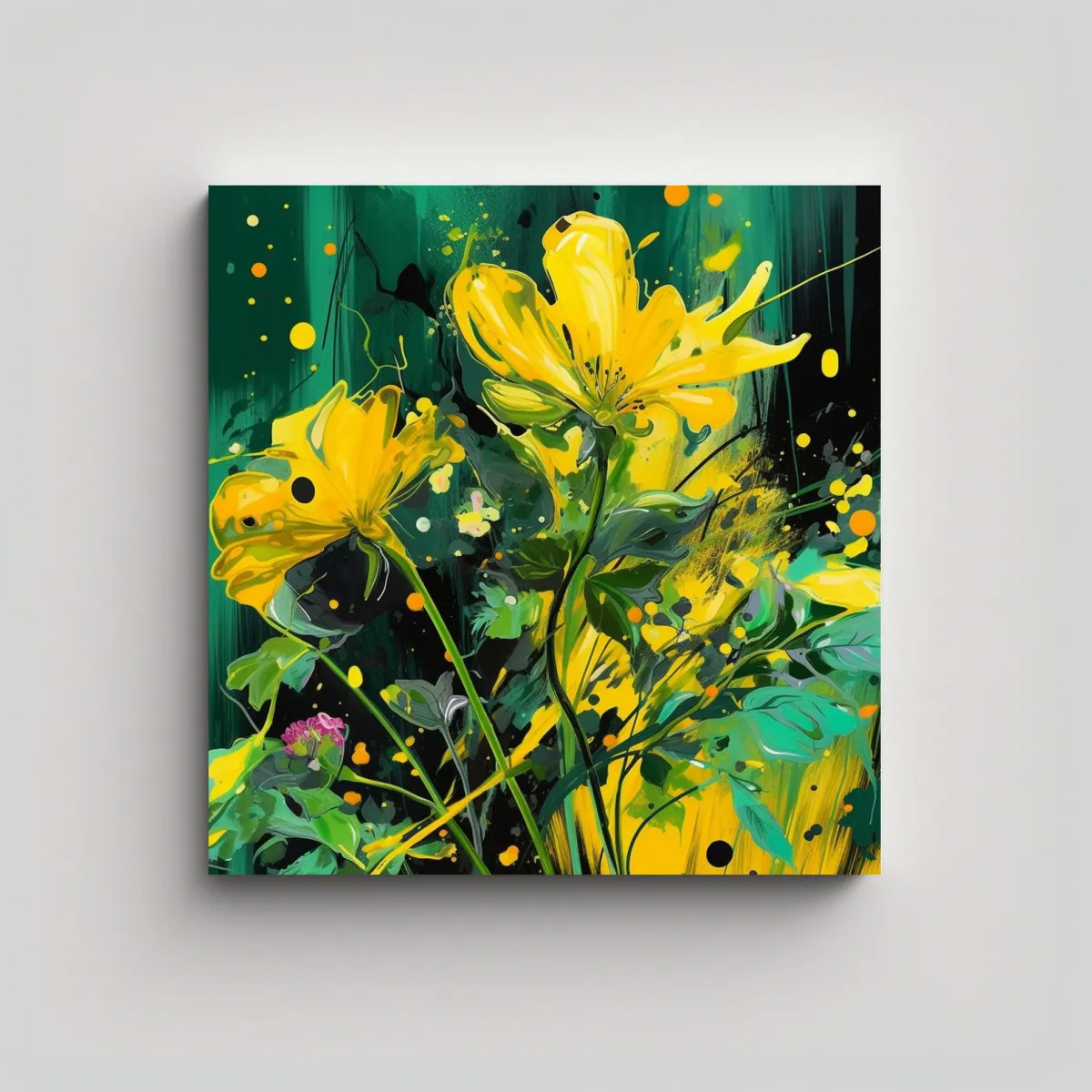 GENERICO - Pintura Dinámica De Youngia Japonica Con 90x90 Cm