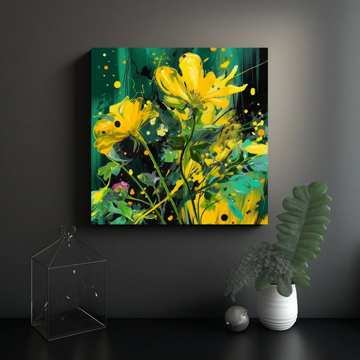 GENERICO - Pintura Dinámica De Youngia Japonica Con 90x90 Cm