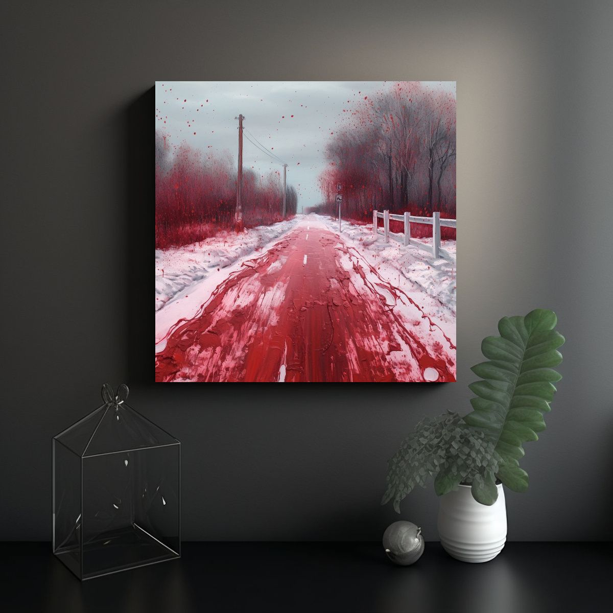 GENERICO - Cuadro Dibujo Elegante Nieve Salpicada De Pintura 70x70 Cm