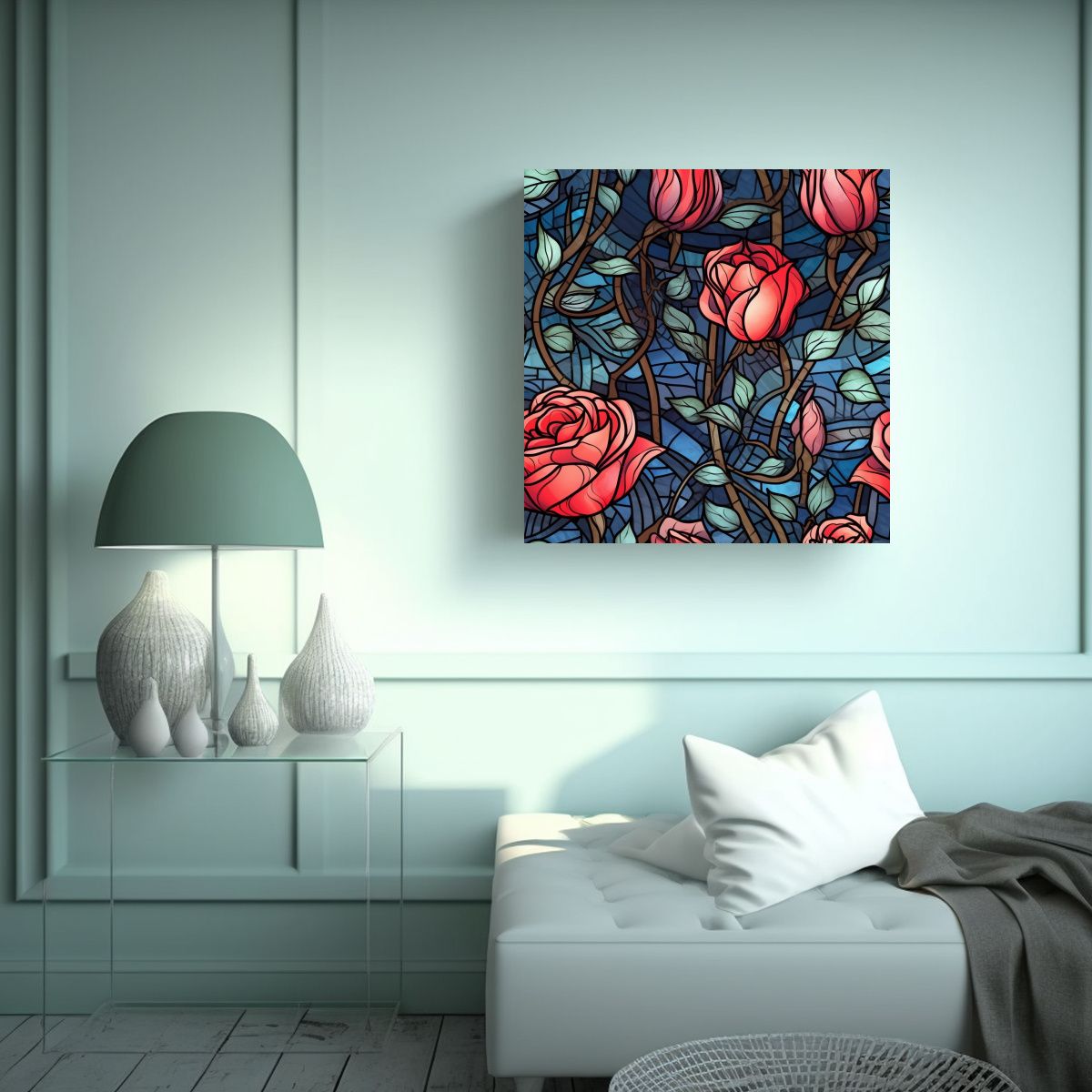 GENERICO - Arte Vanguardista Con Patrón De Vidrieras Y 90x90 Cm