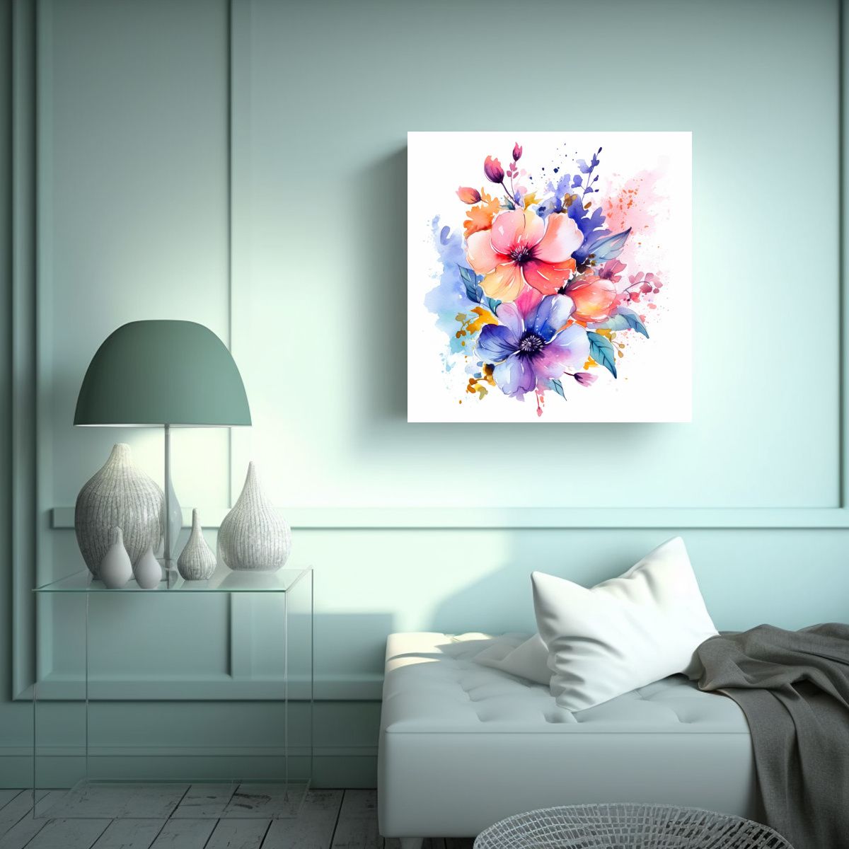 GENERICO - Cuadrado Arte De Pared Naturaleza Viva Flores 80x80 Cm