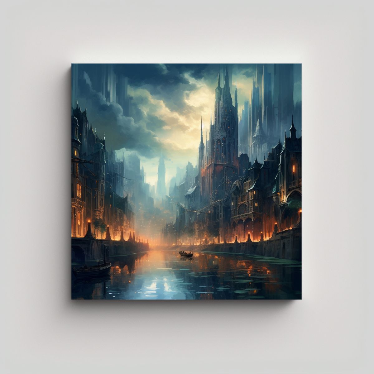 GENERICO - Cuadro Abstracción Brillante Ciudad Etérea 90x90 Cm