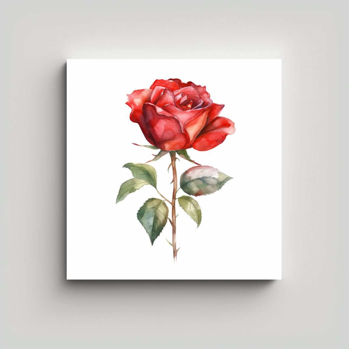 GENERICO - Cuadro Elegante De Rosa Roja En Acuarela Y 90x90 Cm