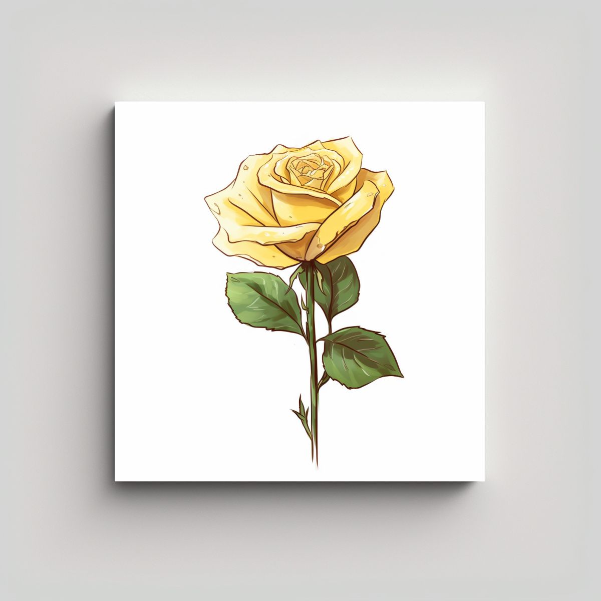 GENERICO - Cuadros De Rosas Amarillas Lineales Para 80x80 Cm