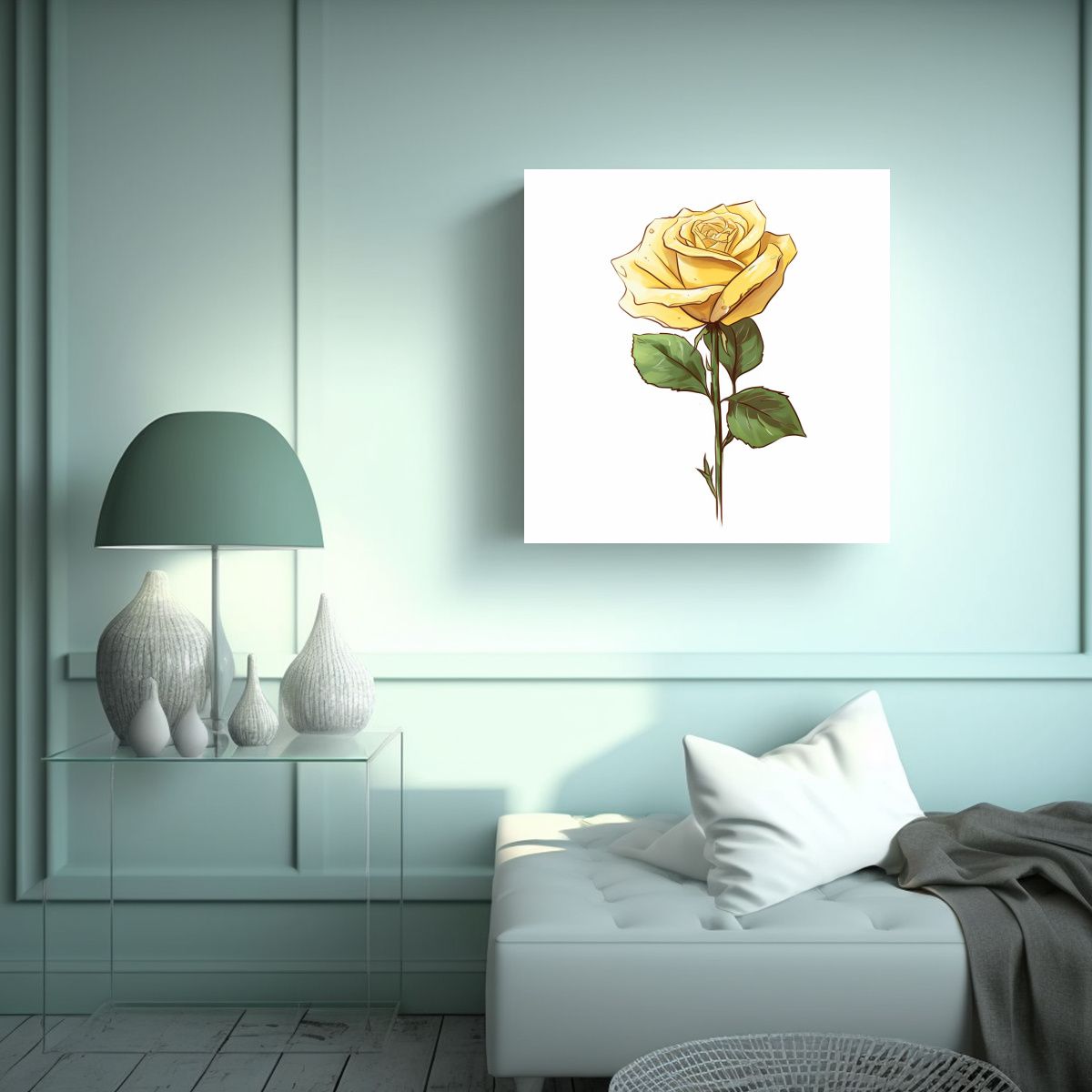 GENERICO - Cuadros De Rosas Amarillas Lineales Para 80x80 Cm