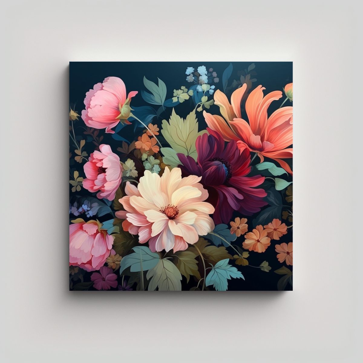 GENERICO - Canva De Fotografía Y Pintura Acrílica Floral 70x70 Cm
