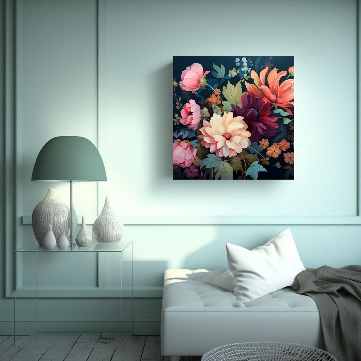 GENERICO - Canva De Fotografía Y Pintura Acrílica Floral 70x70 Cm