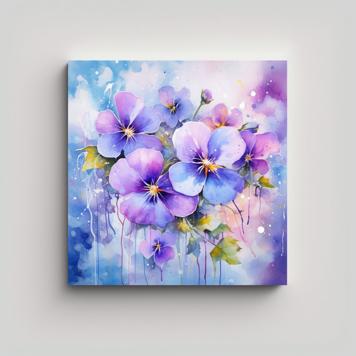 GENERICO - Pintura Abstracta En Bastidor De Tela Flores 80x80 Cm