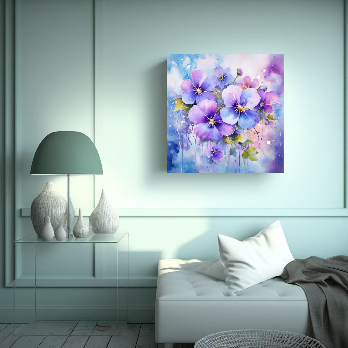 GENERICO - Pintura Abstracta En Bastidor De Tela Flores 80x80 Cm