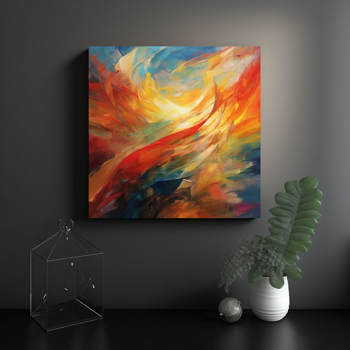 GENERICO - Pintura Abstracta Surrealista Luz Y Decoración 90x90 Cm