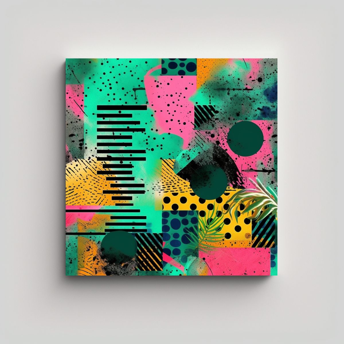 GENERICO - Cuadro Cuadrado Patrón Gráfico Dinámico Y 90x90 Cm